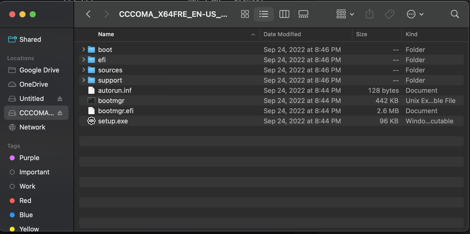 Finder with ISO mounted and open